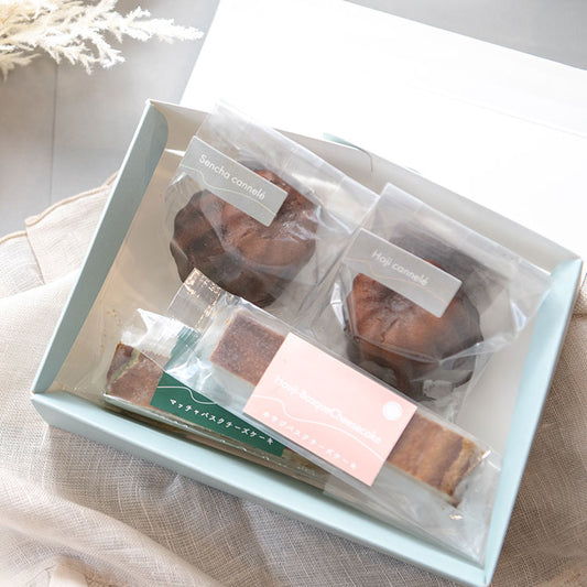 ほろ酔いカヌレとバスクチーズケーキのセット(抹茶/ほうじ茶)