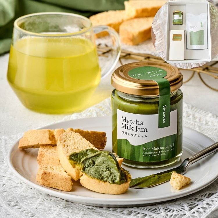 お茶時間セット— 抹茶ミルクジャム・深蒸し茶・専用クッキー —